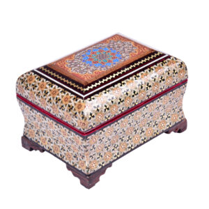 Handgefertigte Holz-Schmuckbox mit persischem Khatam-Blumen-Design