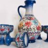 Set aus handgefertigter persischer Töpferkaraffe & Tassen Negin