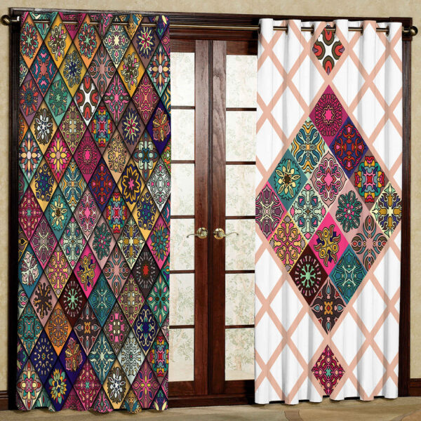 Gedruckter Samt Ösenvorhang – Floral Rain