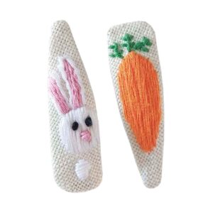 Snap-Haarspangen-Set mit Handbesticktem Kaninchen-Design