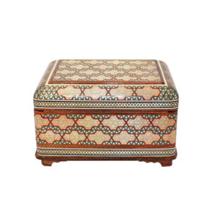 Handgefertigte Holz-Schmuckbox mit persischem Khatam-Design