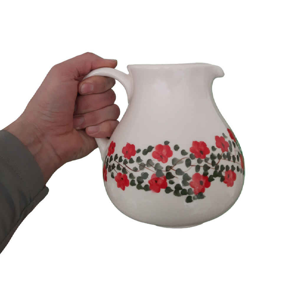 Set aus handgefertigter Töpferkaraffe & Tassen Frühling