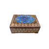 Handgefertigte Holz-Schmuckbox mit persischem Khatam-Blau-Blumen-Design