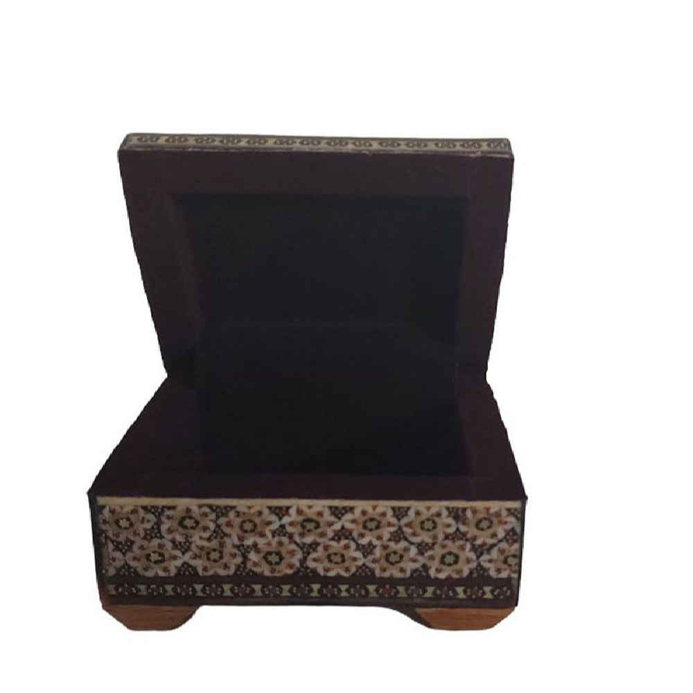 Handgefertigte Holz-Schmuckbox mit persischem Khatam-Grün-Blumen-Design