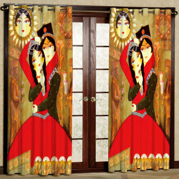 Gedruckter Samt Persischer Ösenvorhang – Majnoon