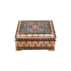 Handgefertigte persische Holz-Schmuckbox mit Khatam-Blumen