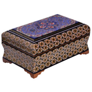 Handgefertigte persische Holz-Schmuckbox mit Khatam-Violett-Design