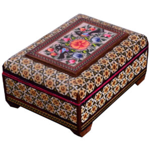 Handgefertigte Holz-Schmuckbox mit persischem Khatam-Feryal-Design