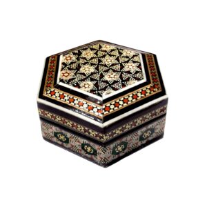 Handgefertigte Holz-Schmuckbox mit persischem Khatam-Sterne-Design