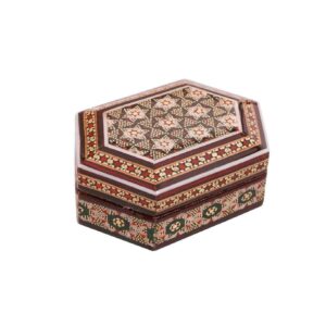 Handgefertigte Holz-Schmuckbox mit persischem Khatam-Naghsh-Design
