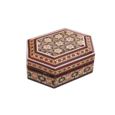 Handgefertigte Holz-Schmuckbox mit persischem Khatam-Naghsh-Design