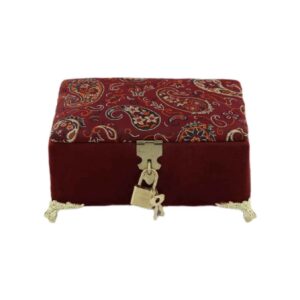 Handgefertigte Holz-Schmuckbox mit Samt-Paisley-Stoff