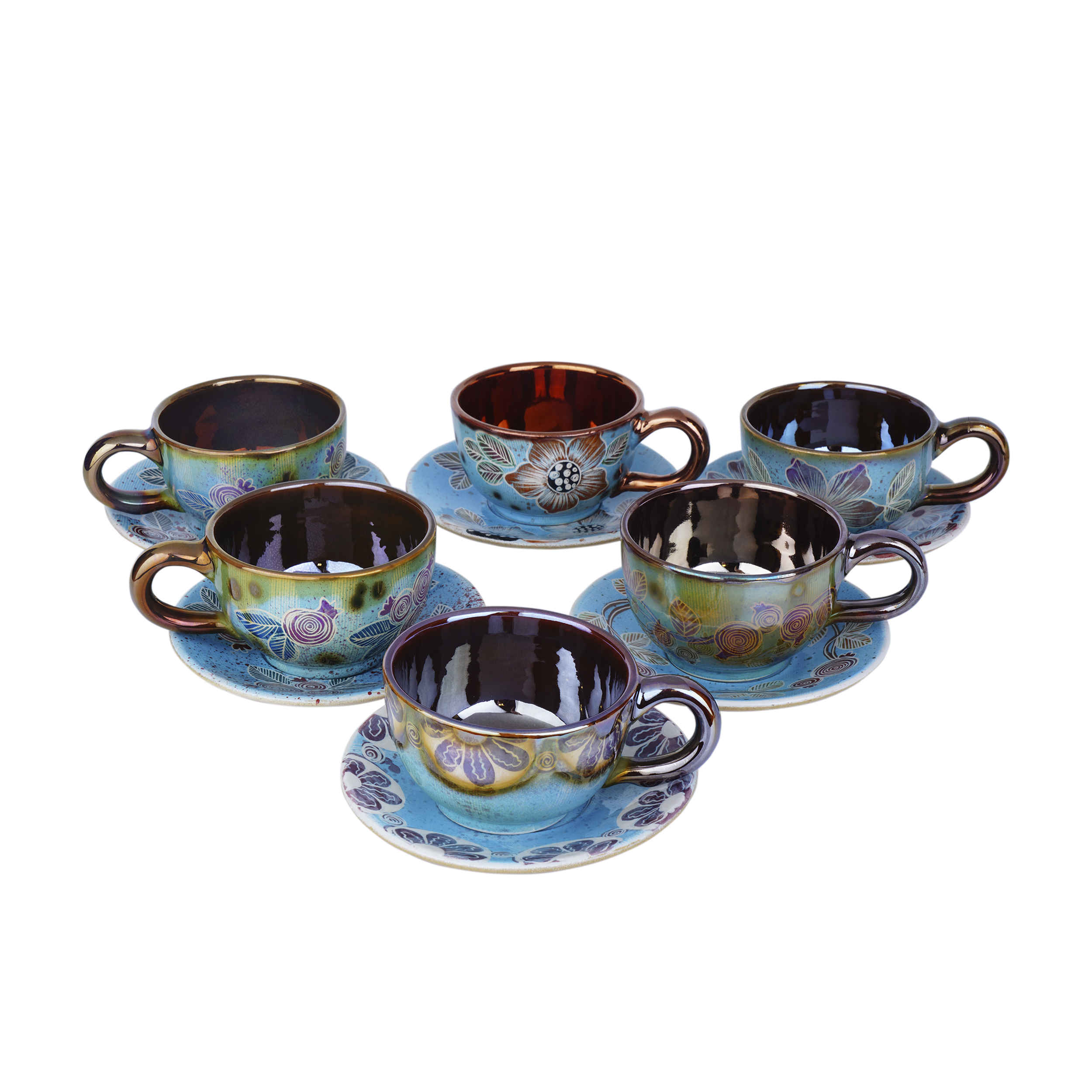 Persisches Teetassenset mit Untertasse - Yasamin Keramikdesign