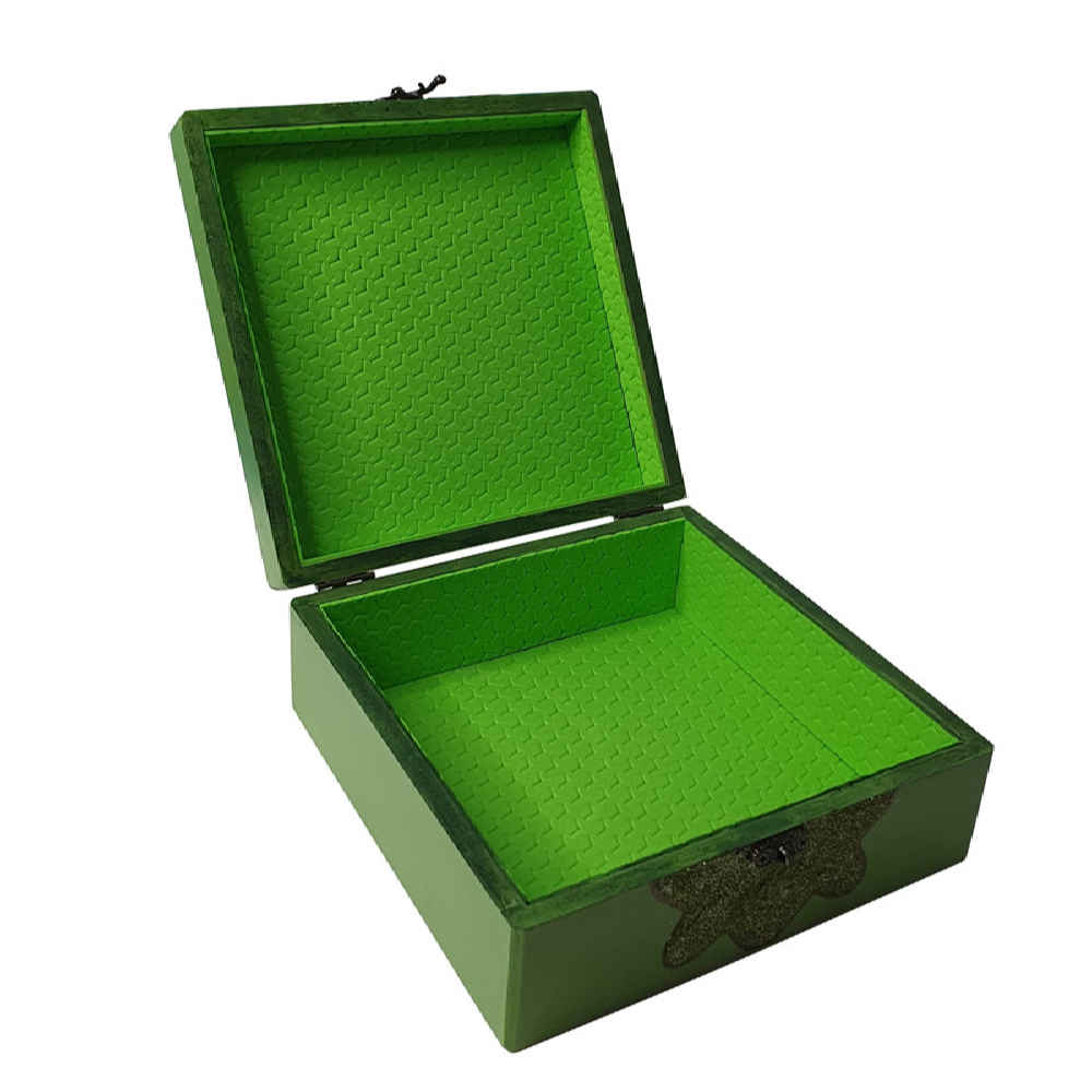 Handgefertigte Holz-Schmuckbox mit persischem Kalligraphie-Zitat