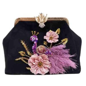 Bandstickerei Clutch Handtasche – Mit Pfau Perlendetail