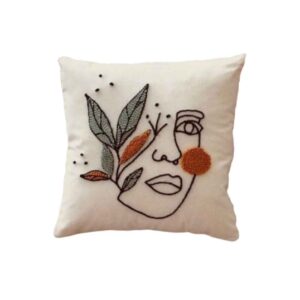 Punch-Needle-Kissenbezug – Besticktes Gesicht Design