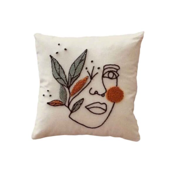 Punch-Needle-Kissenbezug – Besticktes Gesicht Design