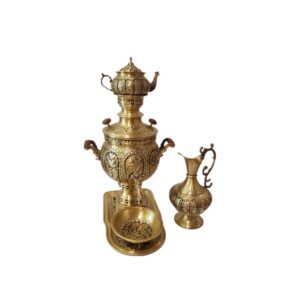 Persischer Samowar aus Messing Dekorativer Kohle-Teekocher mit Blumenmotiven 6-Liter
