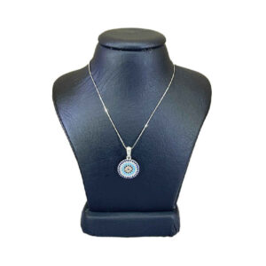 Silberhalskette mit Evil Eye Thema Kreis