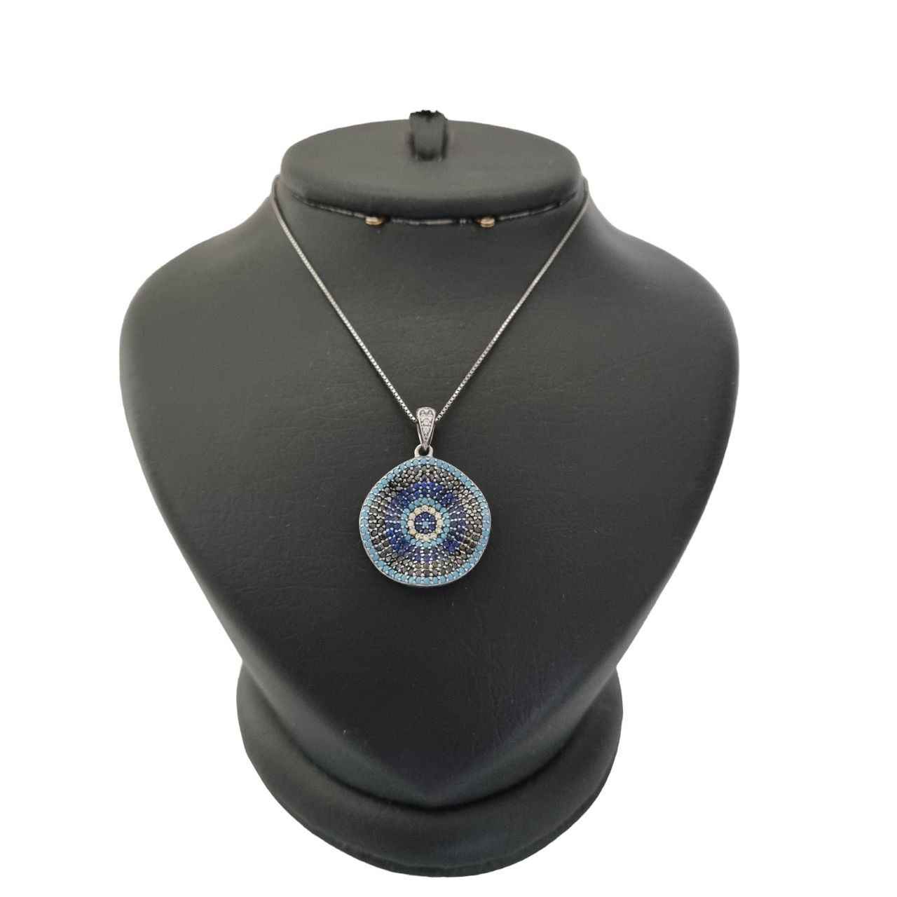 Silberhalskette mit Evil Eye Thema Nahal