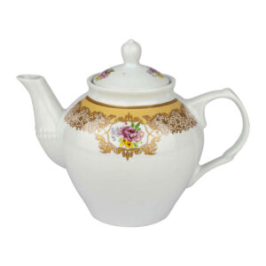 Porzellan-Servier-Teekanne in Weiß mit Blumen-Design Barana