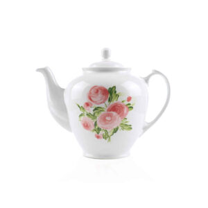 Porzellan-Servier-Teekanne in Weiß mit Blumen-Design Elena