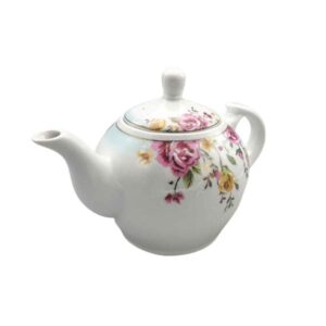 Porzellan-Servier-Teekanne in Weiß mit Blumen-Design Kamelia