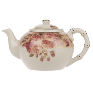 Porzellan-Servier-Teekanne in Weiß mit floralem Motiv Limera