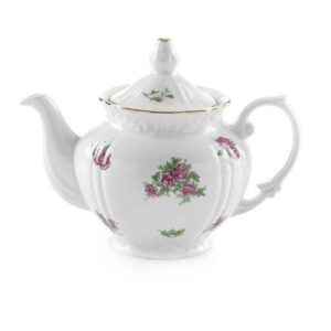 Porzellan-Servier-Teekanne in Weiß mit floralem Motiv Razieh