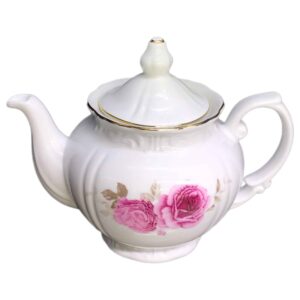 Porzellan-Servier-Teekanne in Weiß mit floralem Motiv Rosaline