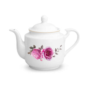 Porzellan-Servier-Teekanne in Weiß mit floralem Motiv Roseflower