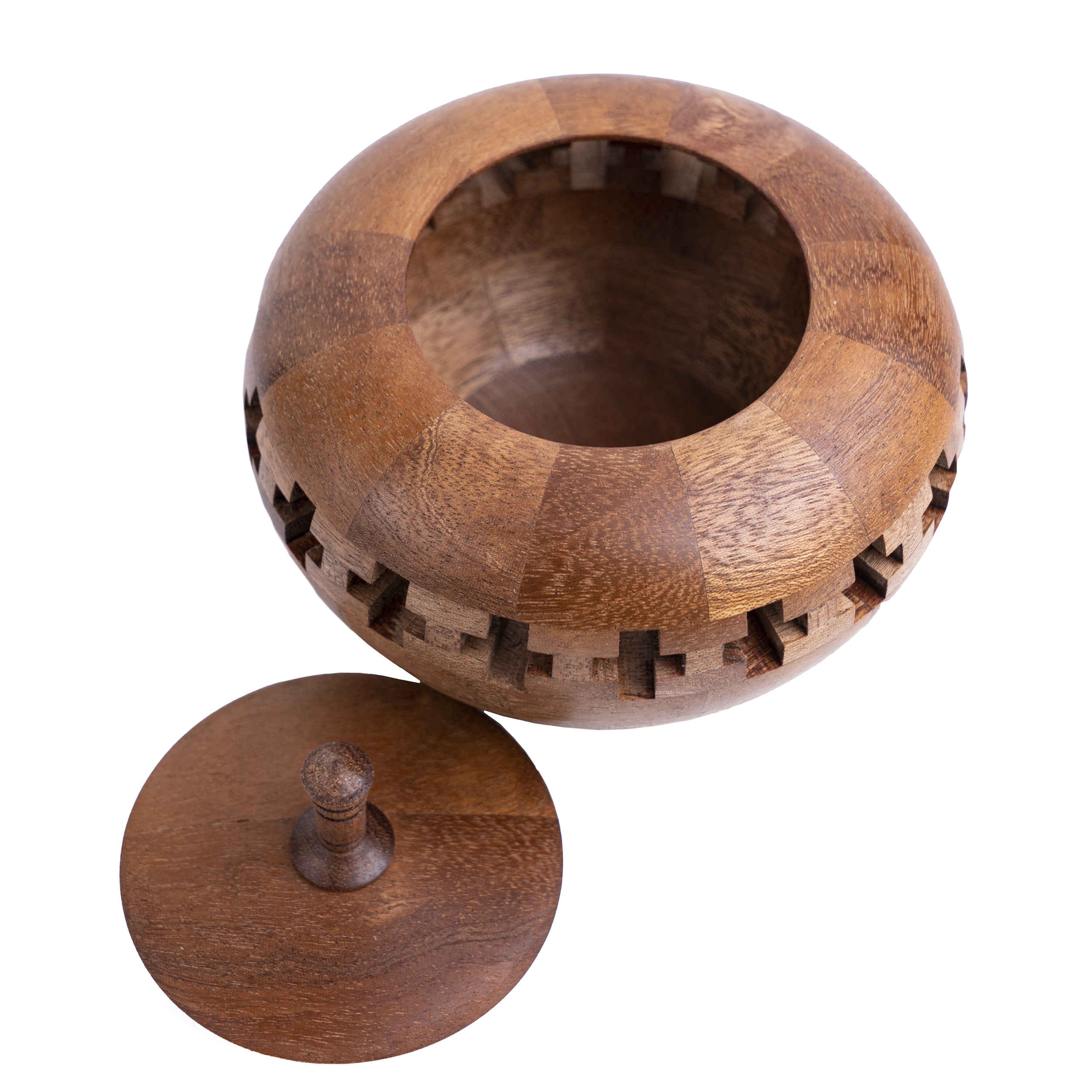 Handgefertigte Holz-Zuckerschale mit Deckel – Rustikaler Stil Alborz