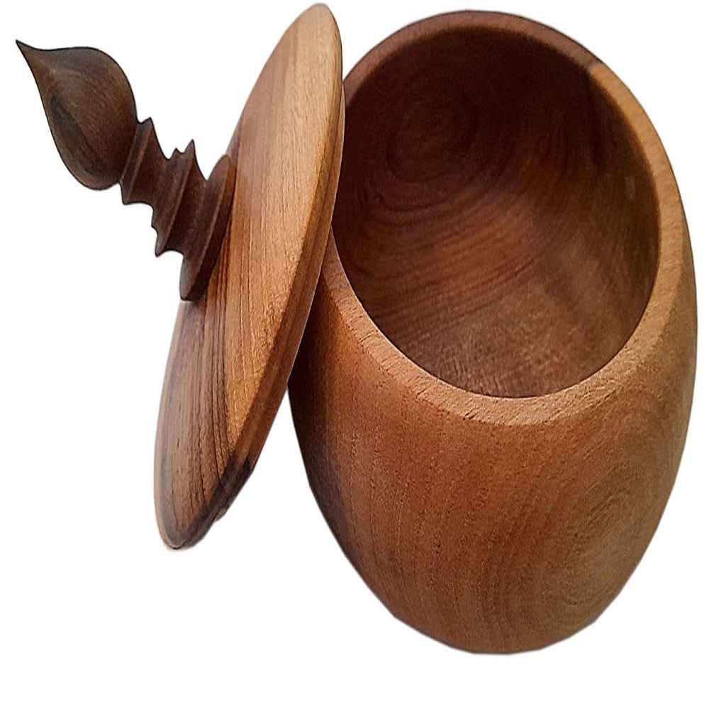 Handgefertigte Holz-Zuckerschale mit Deckel – rustikaler Stil Bahar