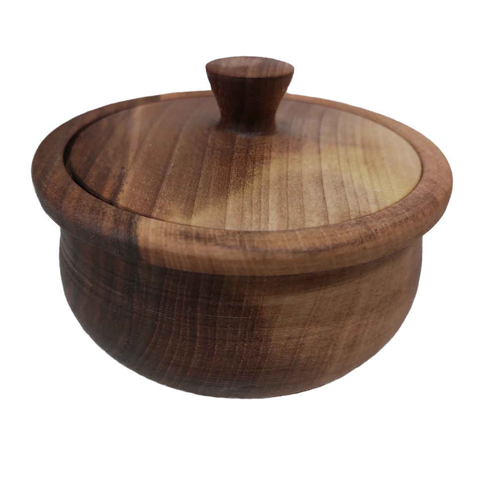 Handgefertigte Holz-Zuckerschale mit Deckel - Rustikaler Stil Elahe