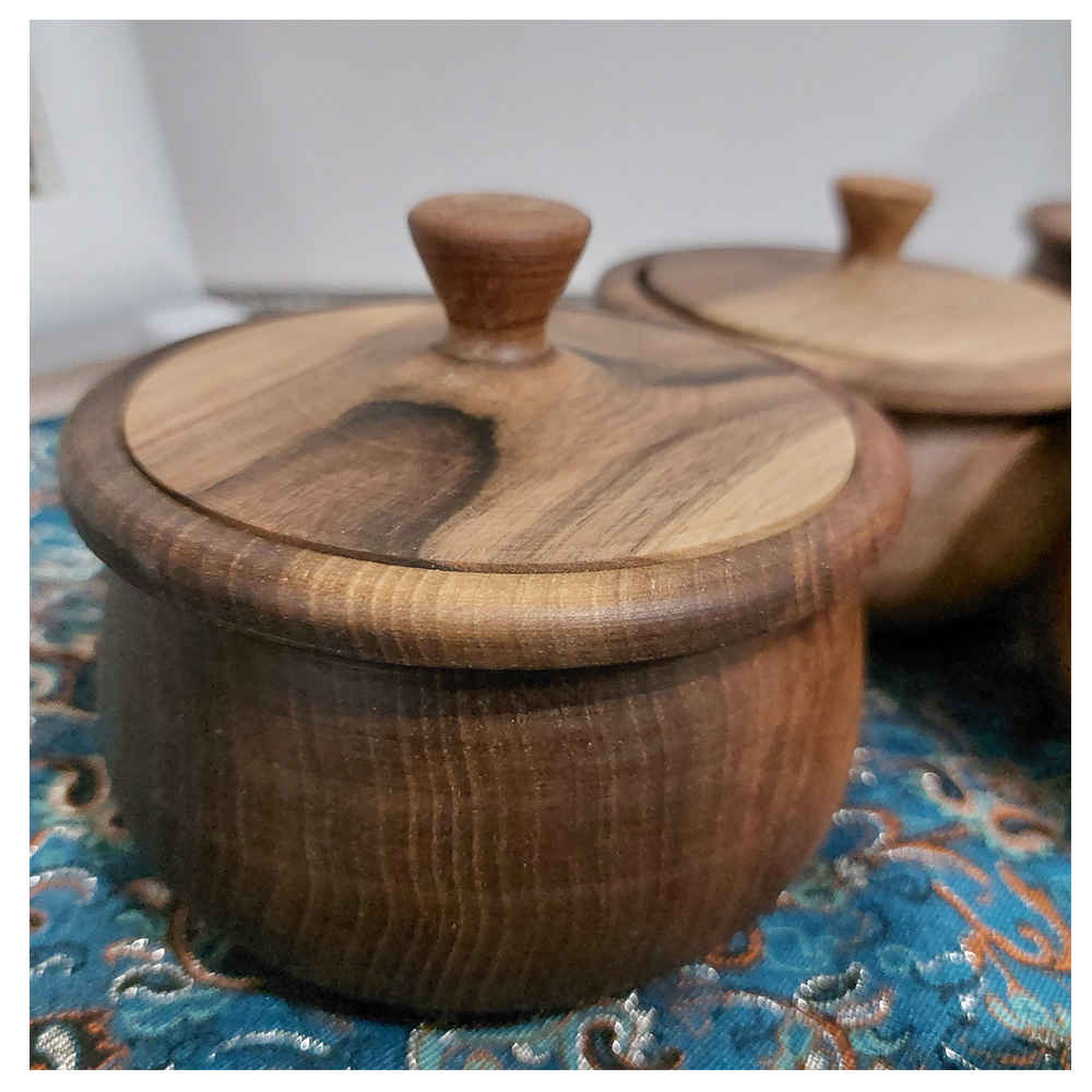 Handgefertigte Holz-Zuckerschale mit Deckel – Rustikaler Stil Elahe