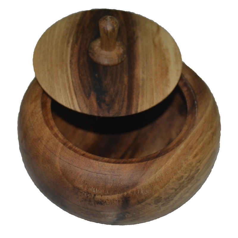 Handgefertigte Holz-Zuckerschale mit Deckel – Rustikaler Stil Gharib