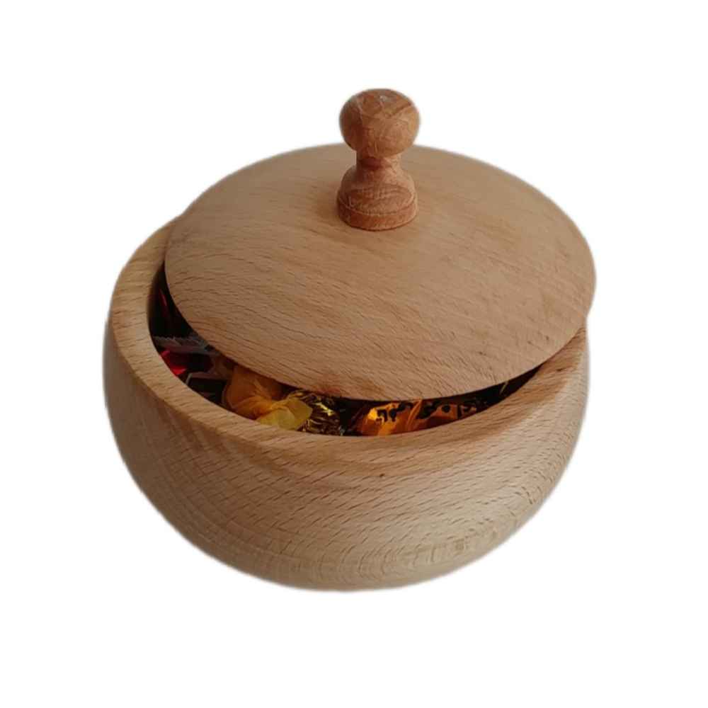 Handgefertigte Holz-Zuckerschale mit Deckel – Rustikaler Stil Rush