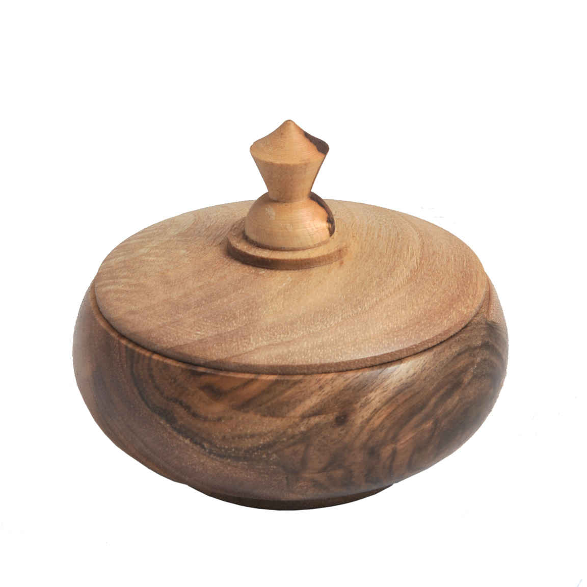 Handgefertigte Holz-Zuckerschale mit Deckel - Rustikaler Stil & Natürlicher Walnussbaum