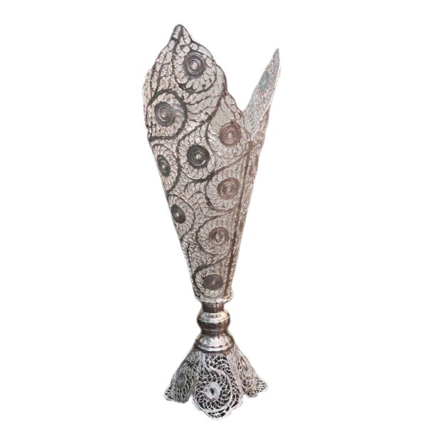 Dekorative persische Silberbeschichtete Filigranvase Trompete Farnaz