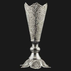 Dekorative persische Silberbeschichtete Filigranvase Trompete Tina