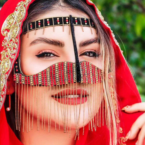 Handgefertigte Strass-Omani Burka - Golf-Burqa Rangi