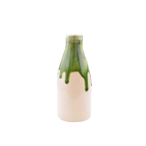 Handgefertigte dekorative Mini-Keramikblumenvase mit Tropfen-Glasur-Design