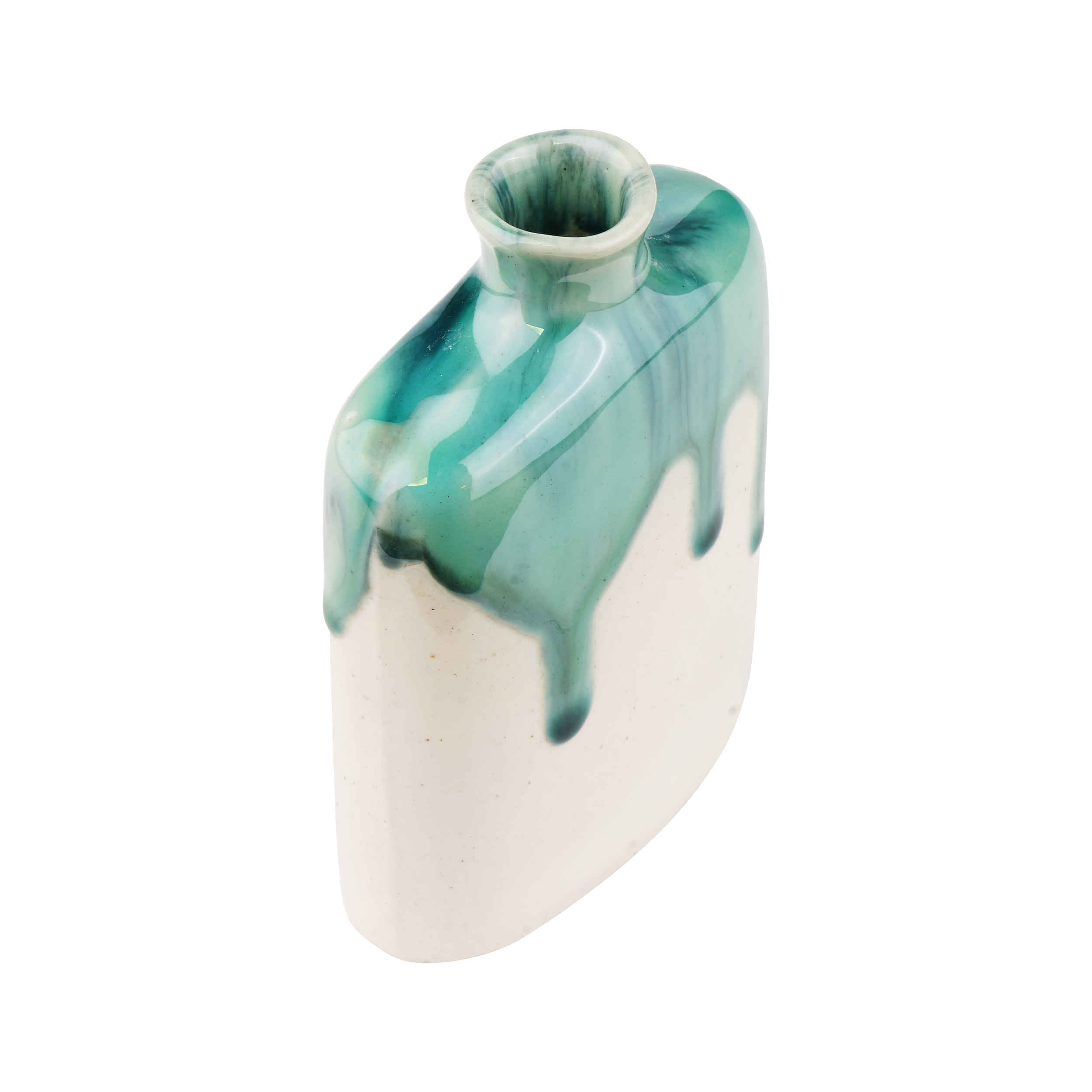 Handgefertigte dekorative Keramik-Knospenvase mit Tropfen-Glasur-Design, Katrin-Modell