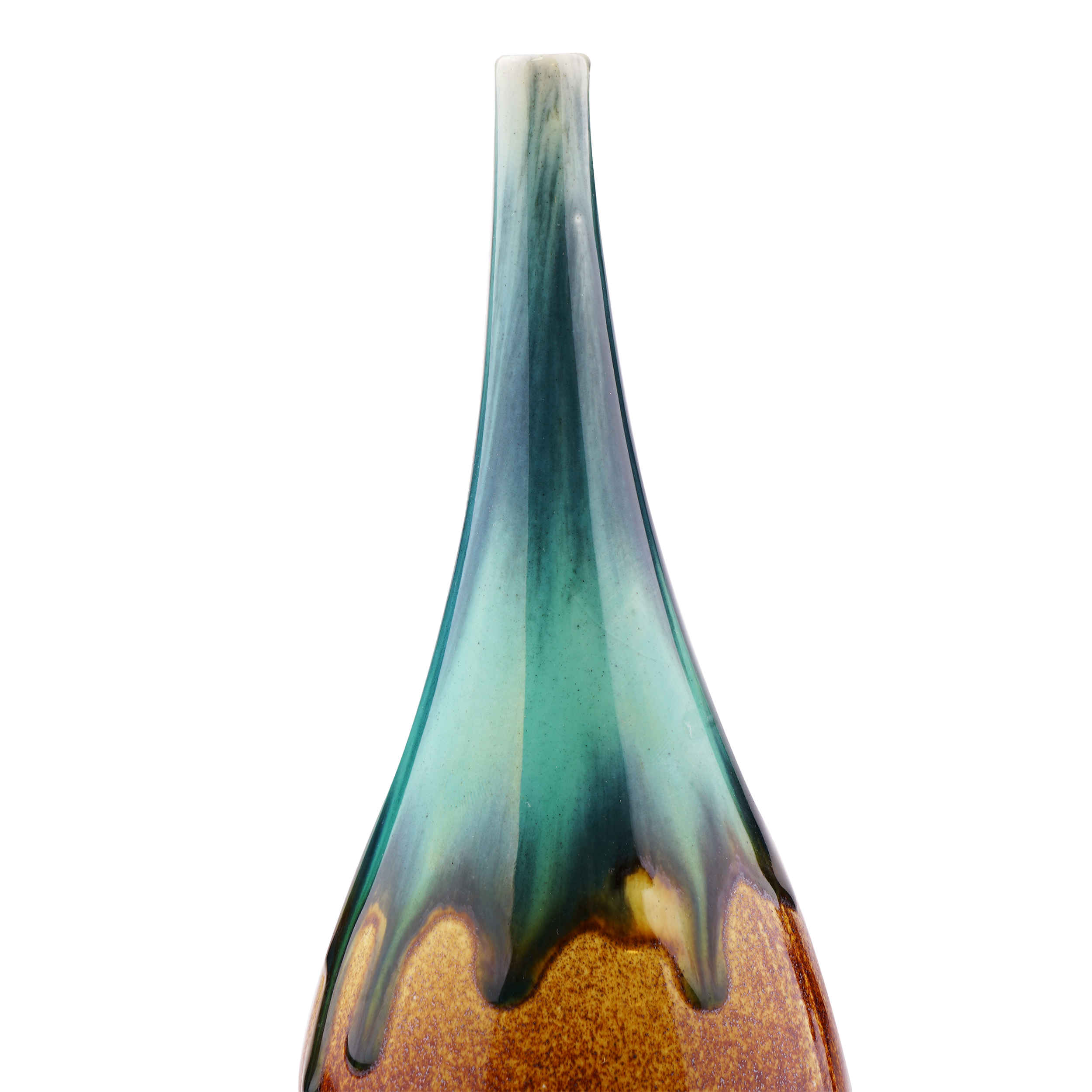 Dekorative Mini-Keramikblumenvase – Handgefertigt mit Tropfen-Glasur-Design