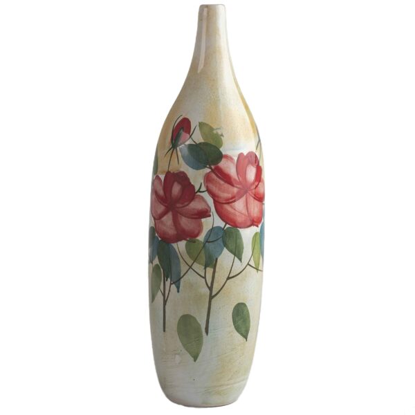 Handgefertigte dekorative Keramik-Knospenvase, handgemalt mit Blumenmuster