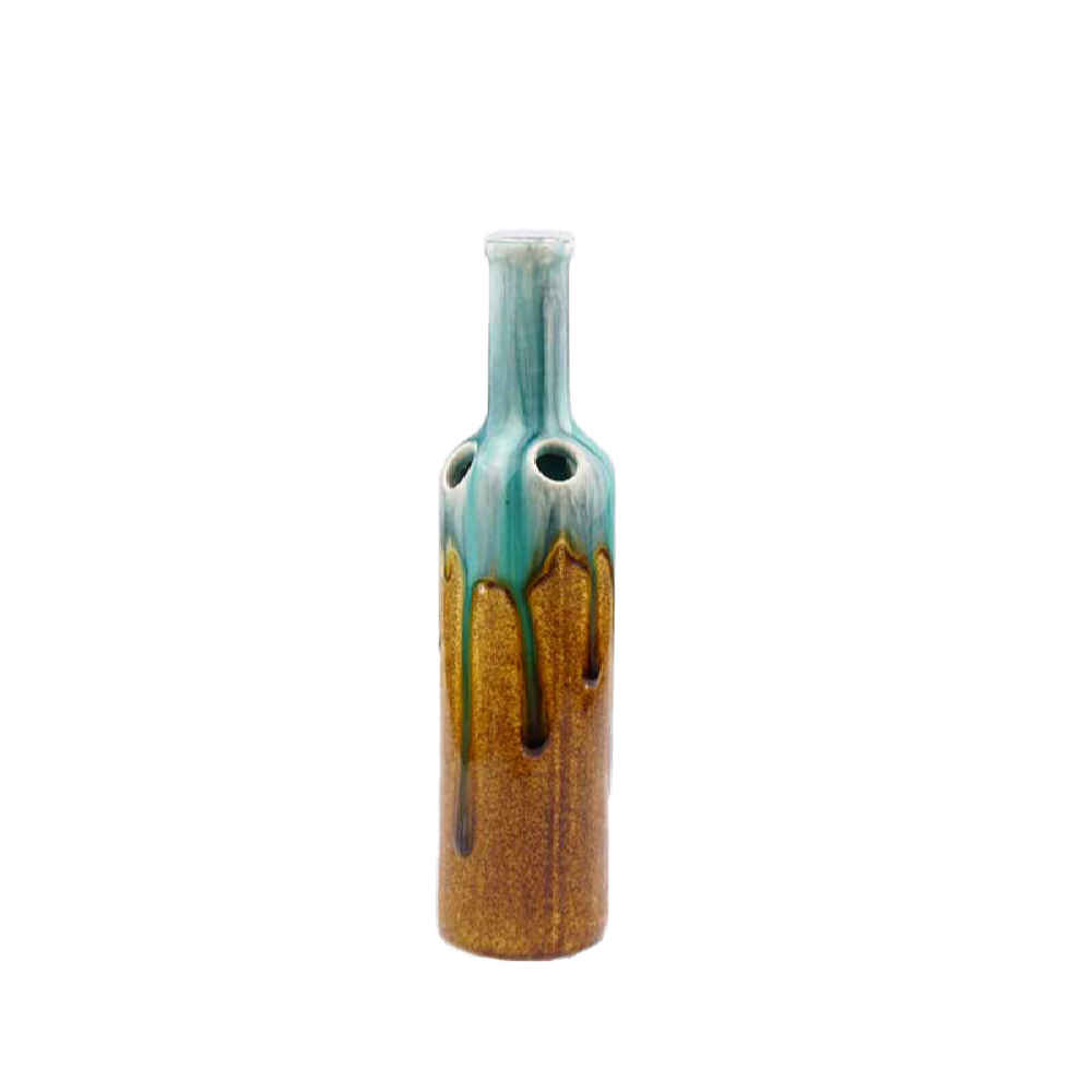 Keramik-Einzelstielvase mit Tropfen-Glasur-Design – handgefertigt & dekorativ