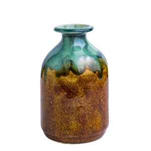 Elegante handgefertigte Keramik-Knospenvase mit Tropfen-Glasur-Design für die Wohnkultur
