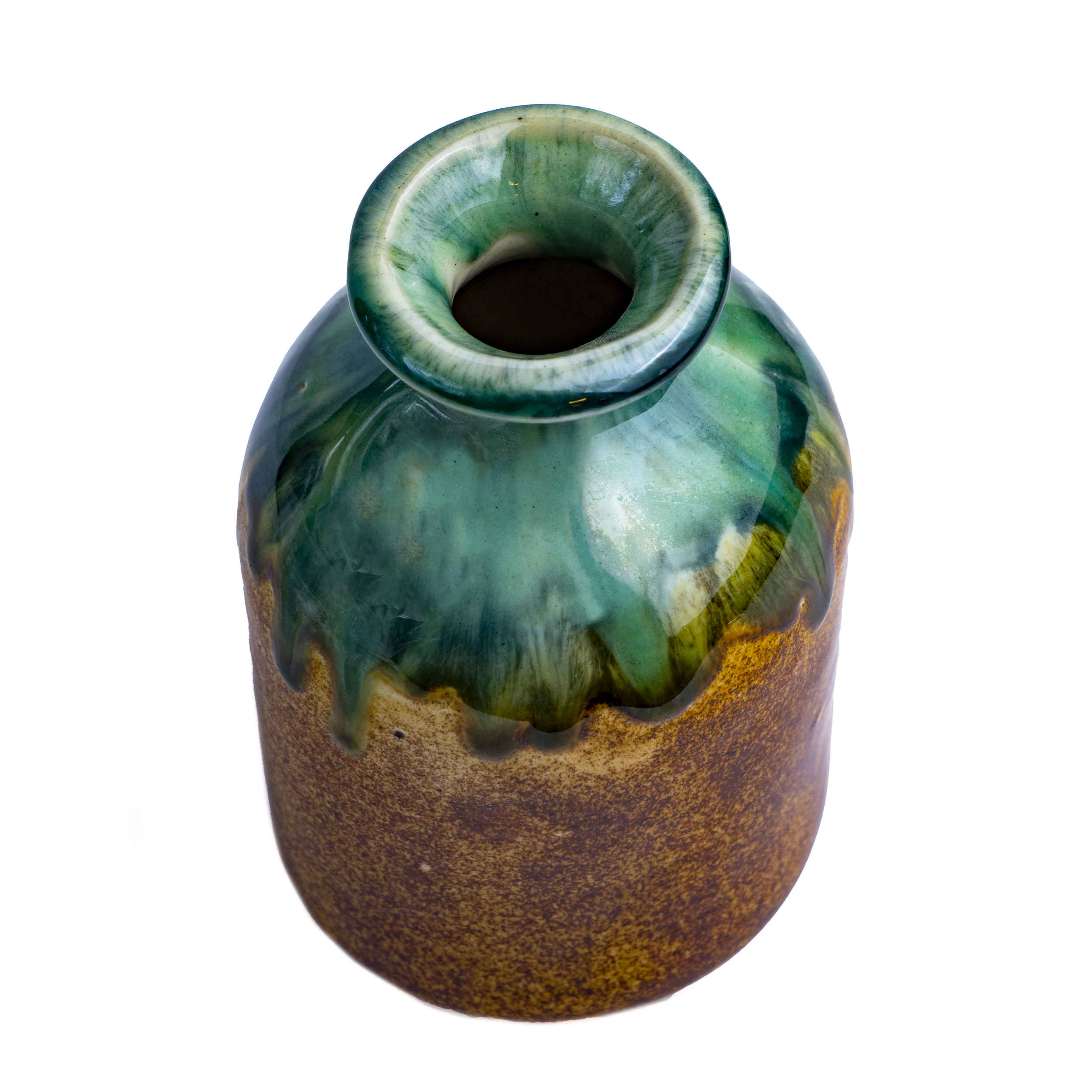 Elegante handgefertigte Keramik-Knospenvase mit Tropfen-Glasur-Design für die Wohnkultur