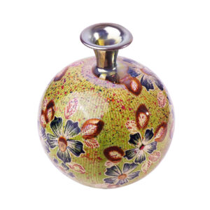 Handgefertigte dekorative Keramik-Knospenvase, handbemalt mit Blumenmuster
