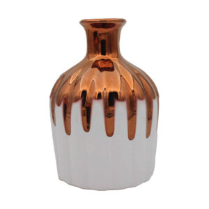 Handgefertigte dekorative Keramik-Einzelstielvase mit Tropfen-Glasur-Design in Braun